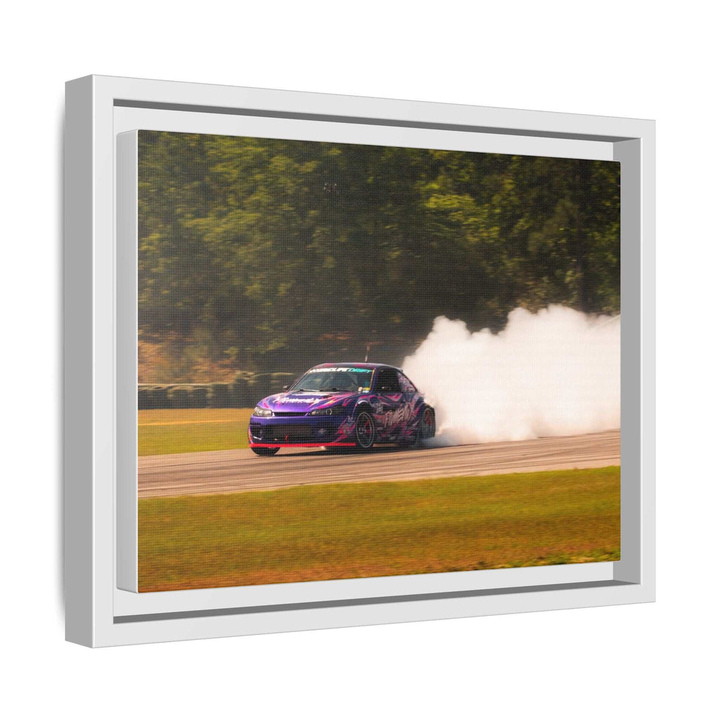 Purple Drift Car Framed Canvas Print