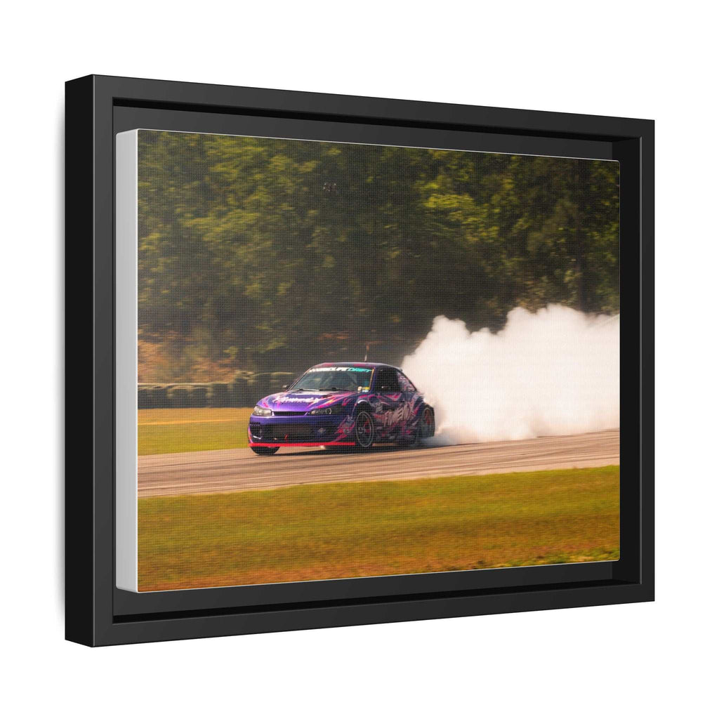Purple Drift Car Framed Canvas Print