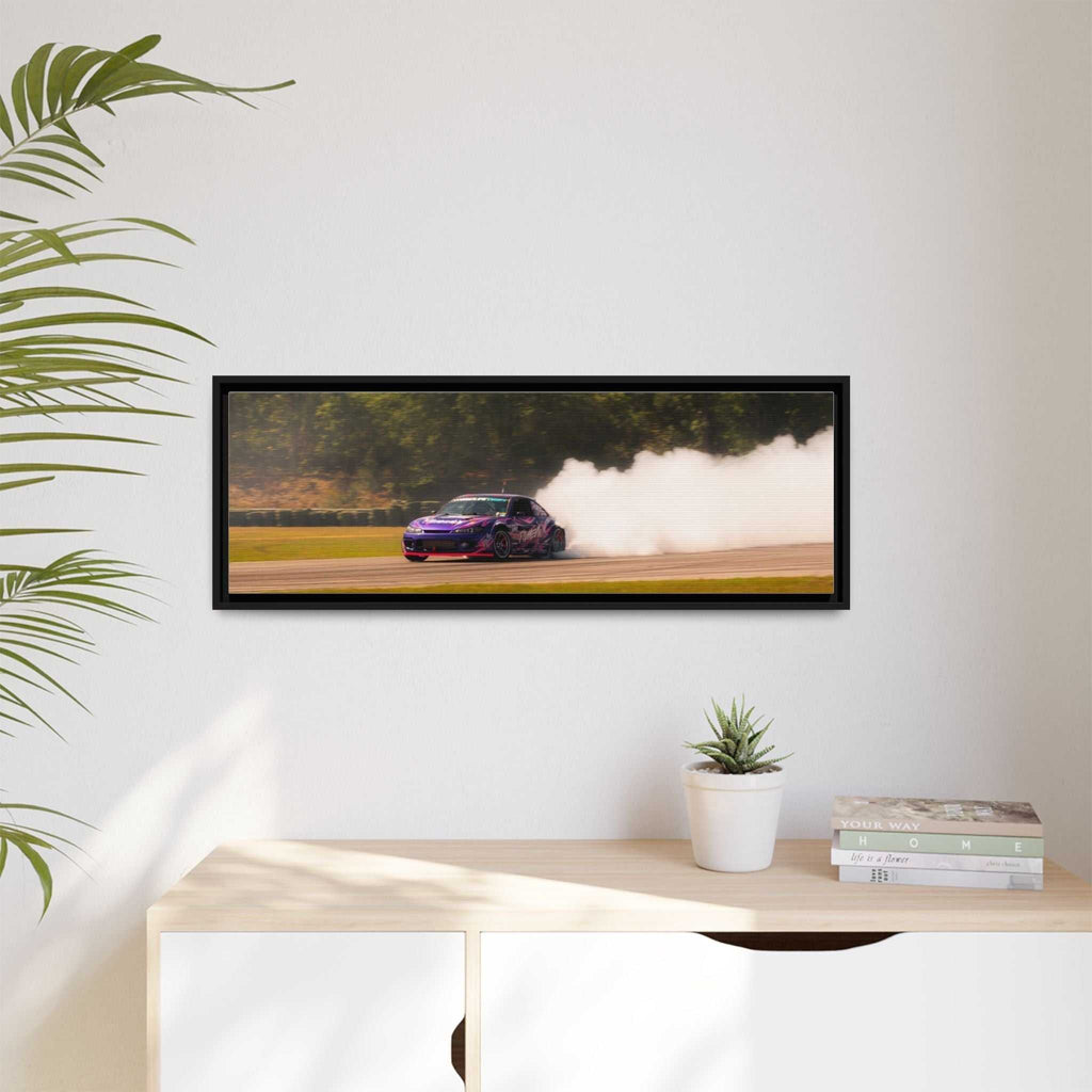 Purple Drift Car Framed Canvas Print
