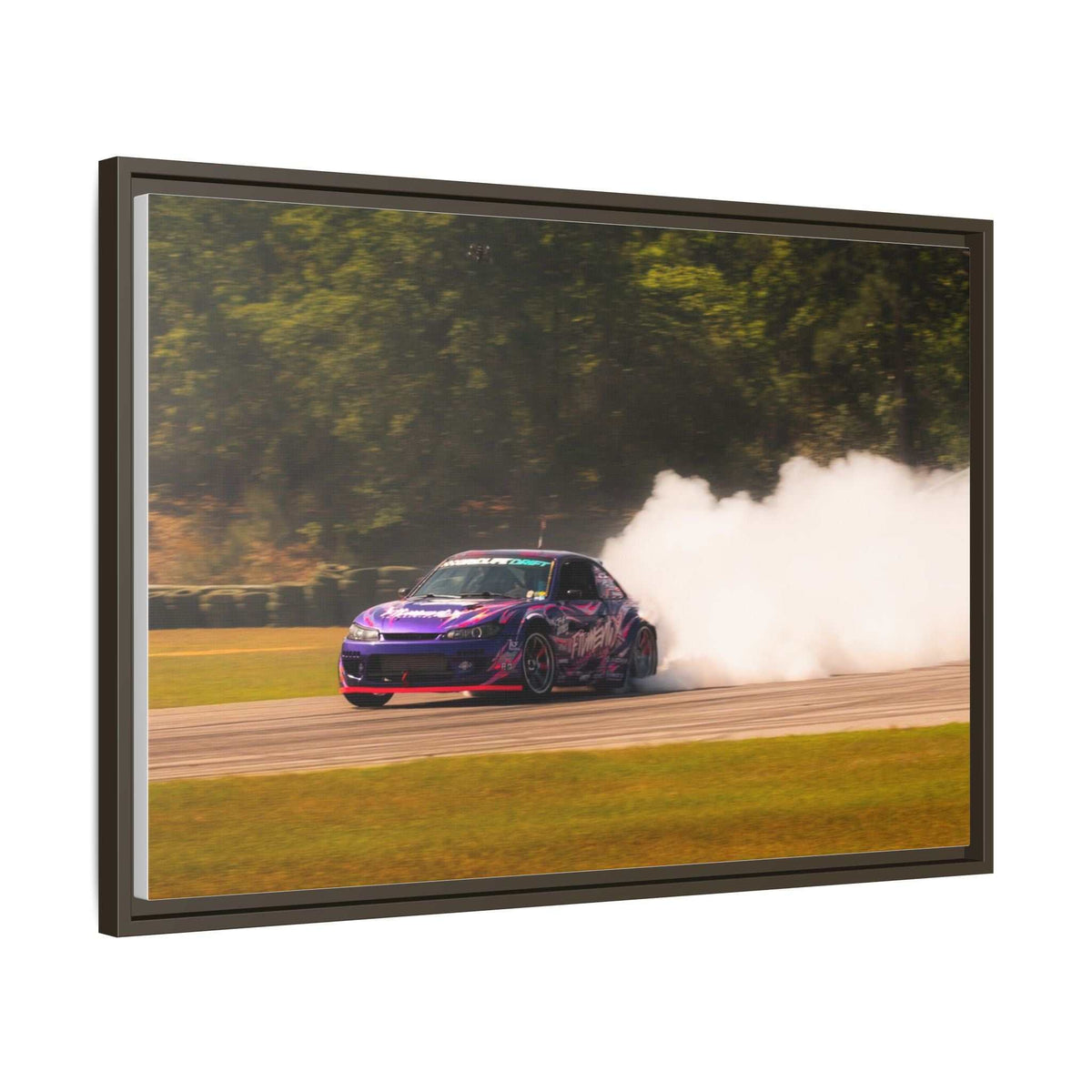 Purple Drift Car Framed Canvas Print