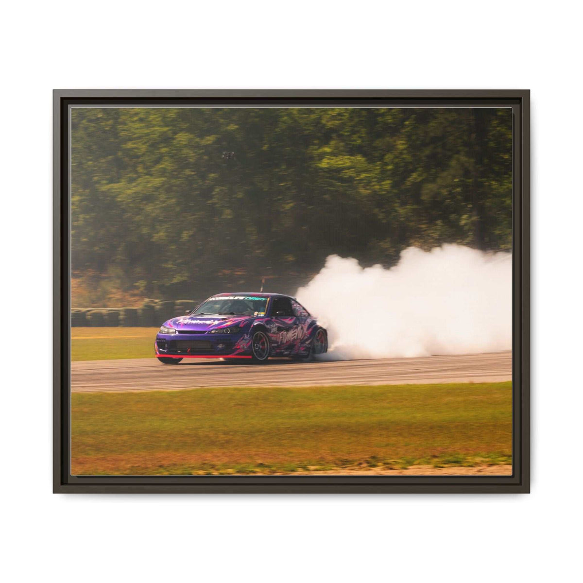 Purple Drift Car Framed Canvas Print