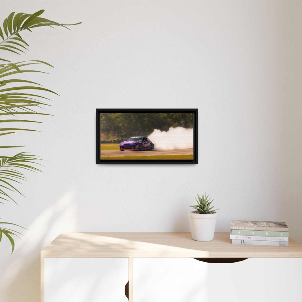 Purple Drift Car Framed Canvas Print