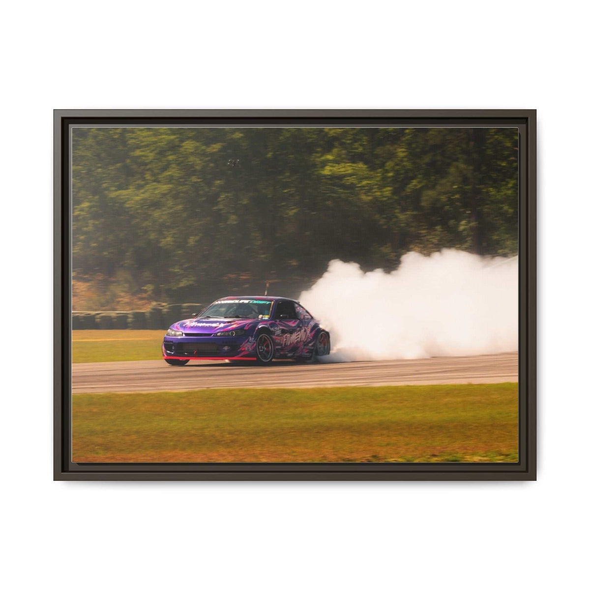 Purple Drift Car Framed Canvas Print