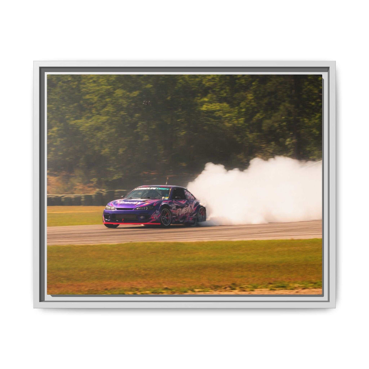 Purple Drift Car Framed Canvas Print