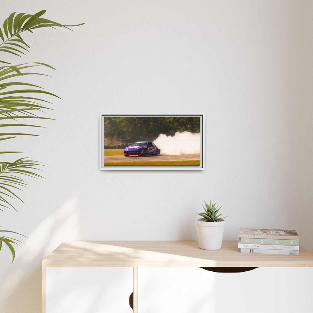 Purple Drift Car Framed Canvas Print