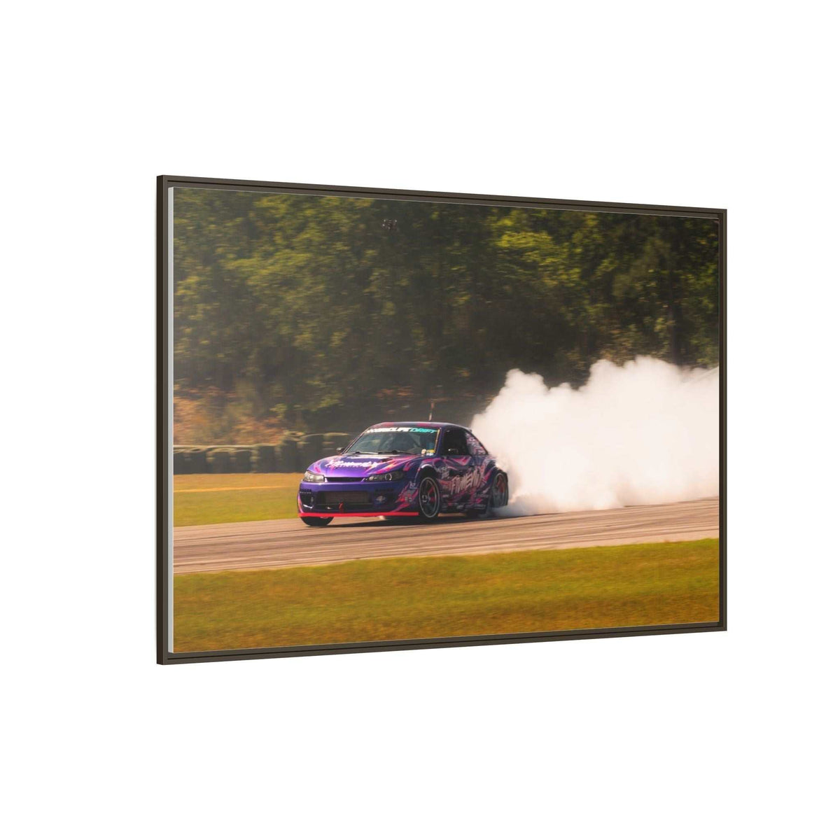 Purple Drift Car Framed Canvas Print