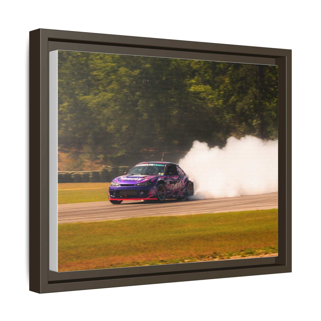 Purple Drift Car Framed Canvas Print