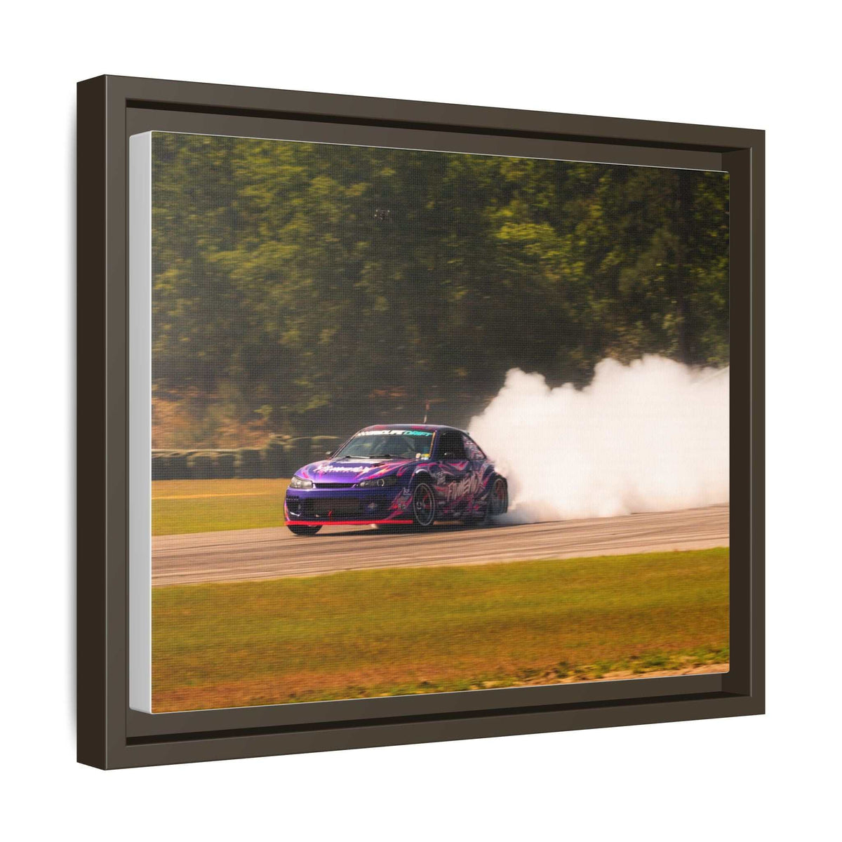 Purple Drift Car Framed Canvas Print