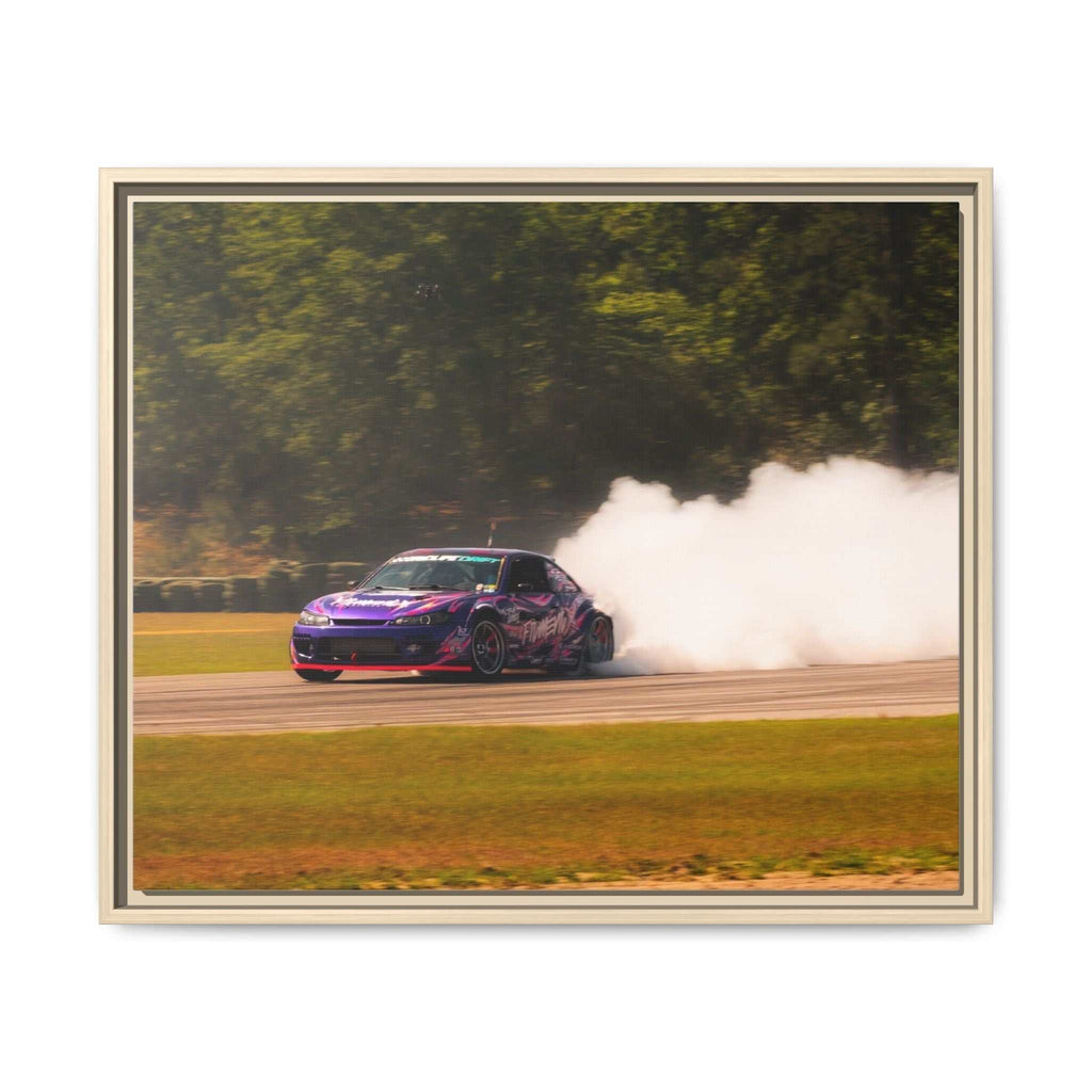 Purple Drift Car Framed Canvas Print