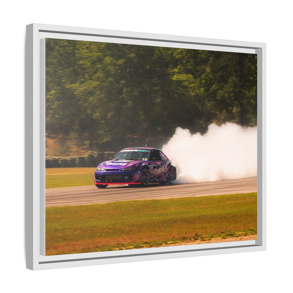 Purple Drift Car Framed Canvas Print