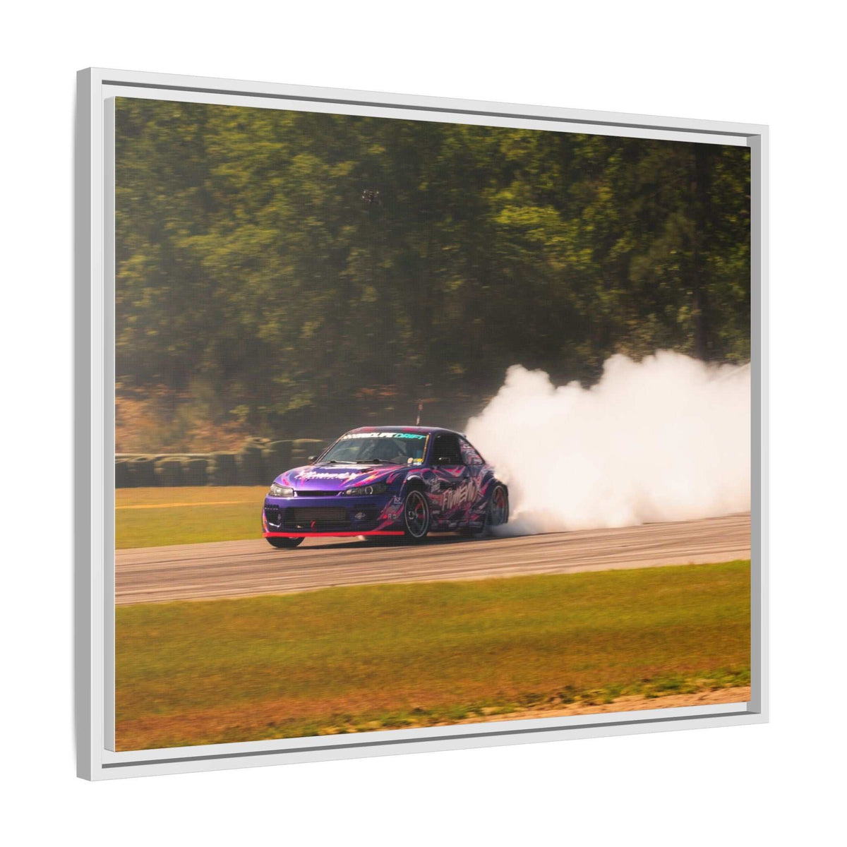 Purple Drift Car Framed Canvas Print