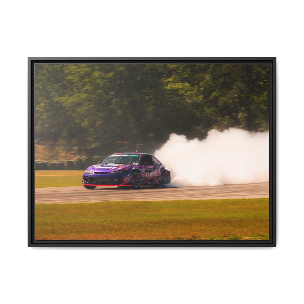 Purple Drift Car Framed Canvas Print
