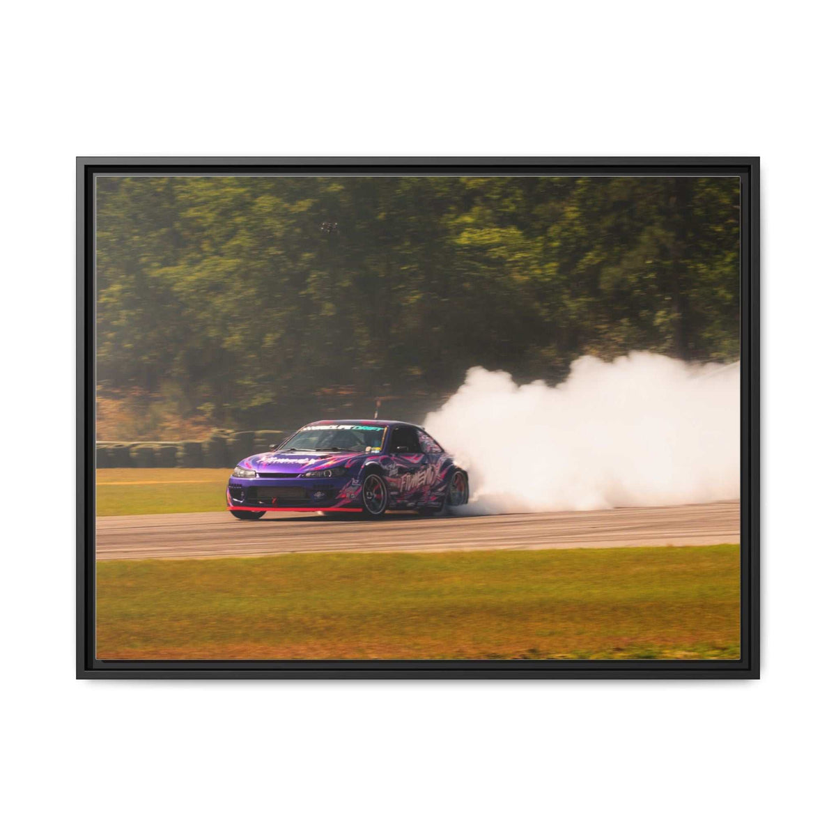 Purple Drift Car Framed Canvas Print