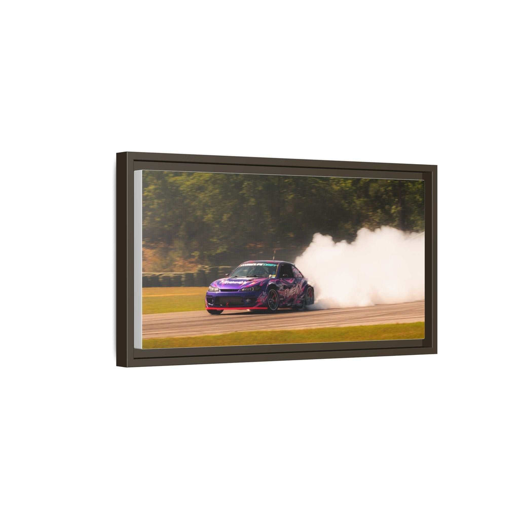 Purple Drift Car Framed Canvas Print