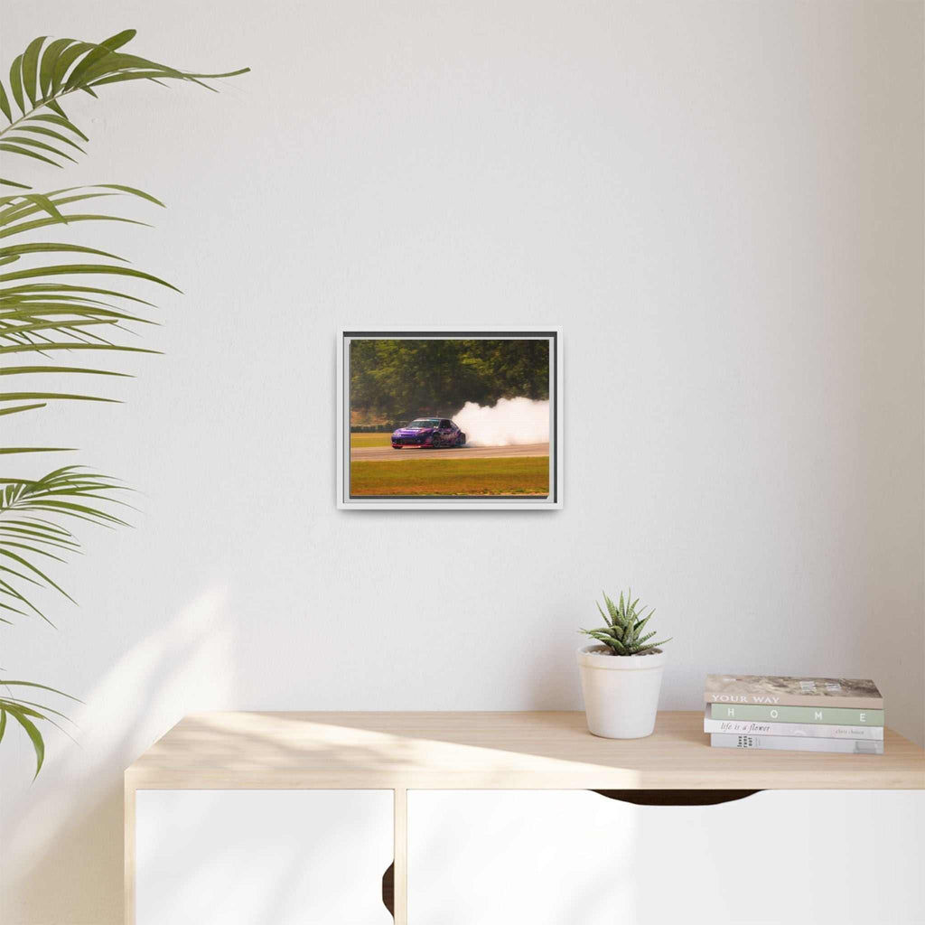 Purple Drift Car Framed Canvas Print