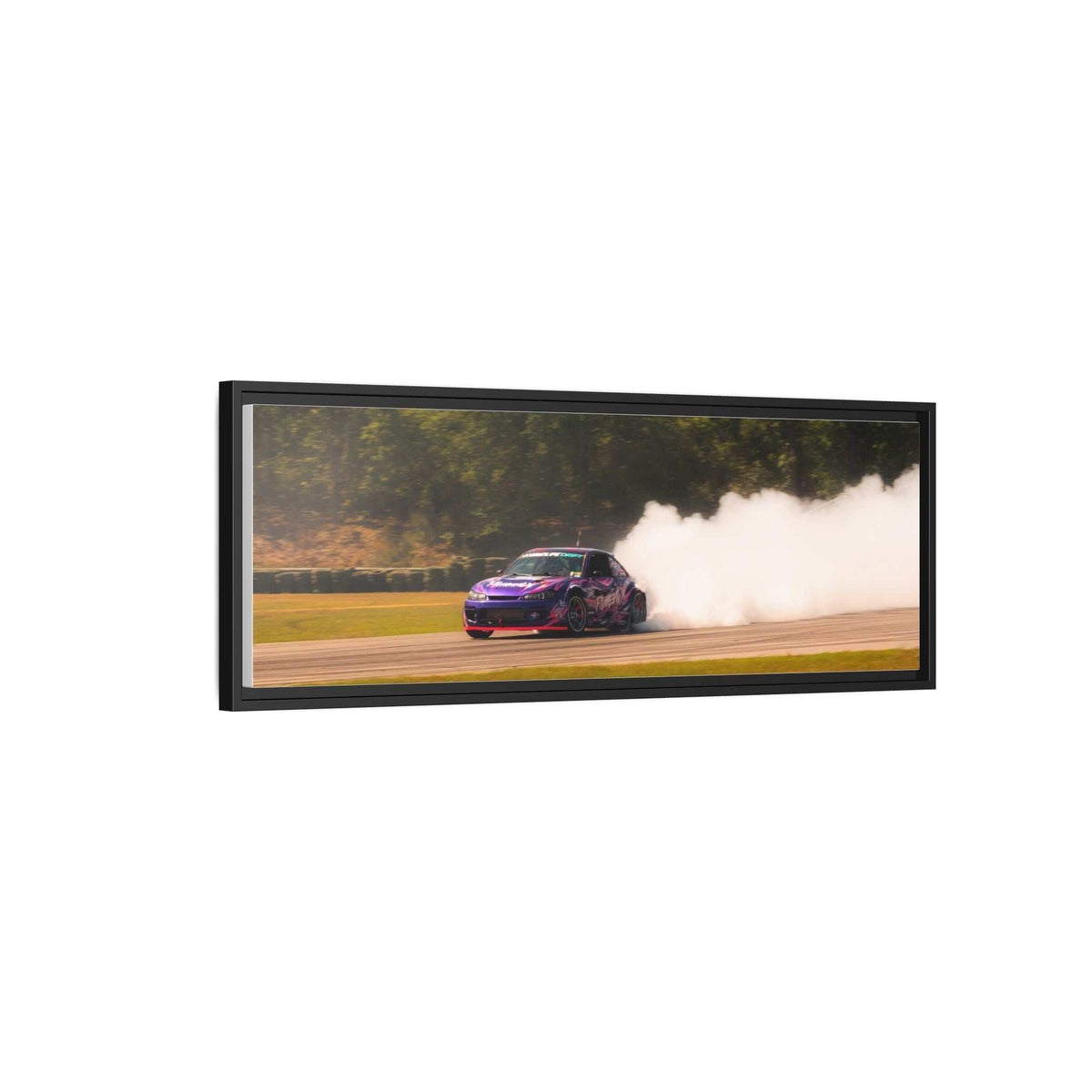Purple Drift Car Framed Canvas Print
