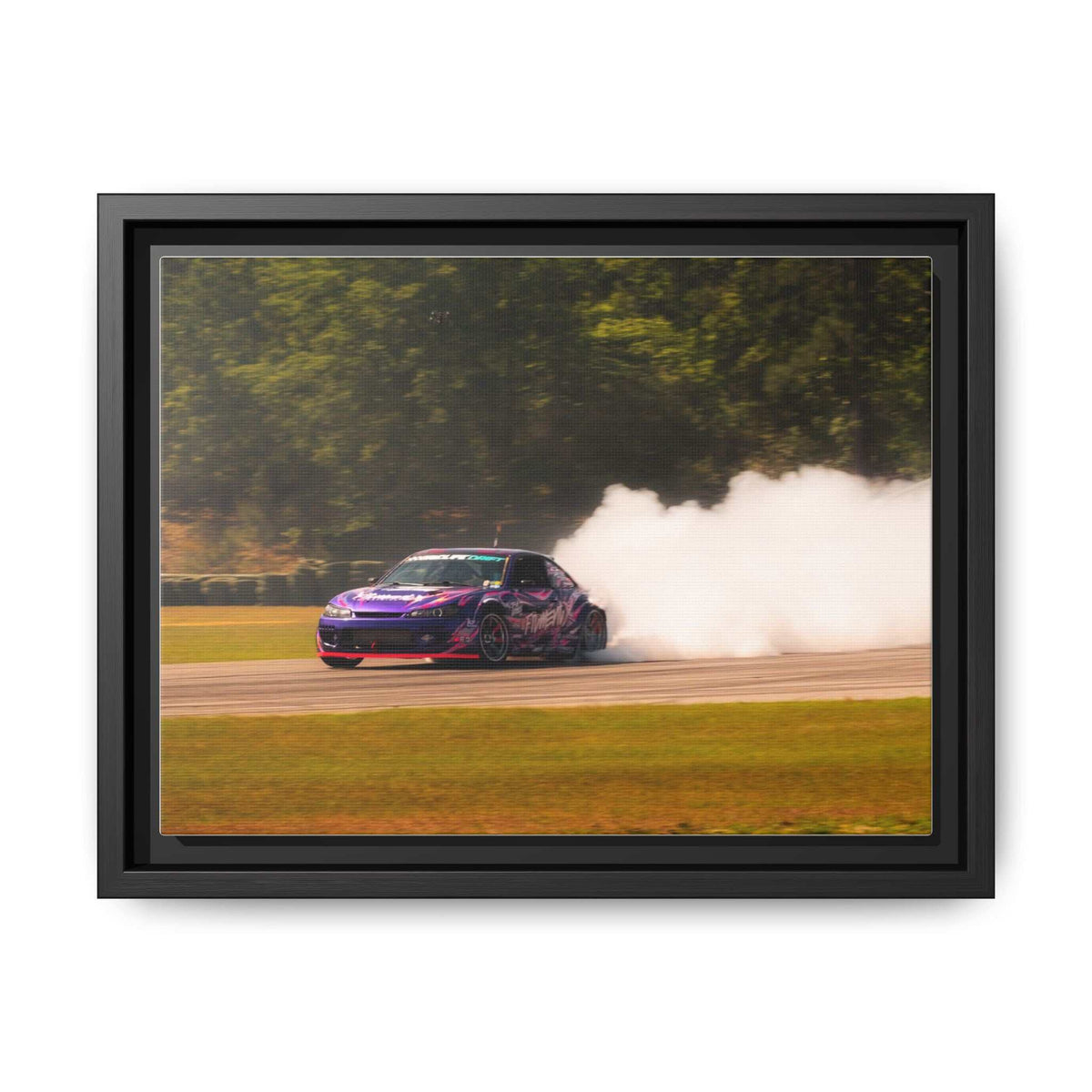 Purple Drift Car Framed Canvas Print
