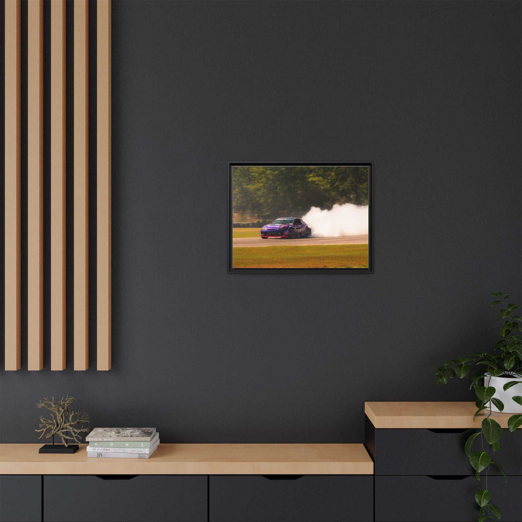 Purple Drift Car Framed Canvas Print