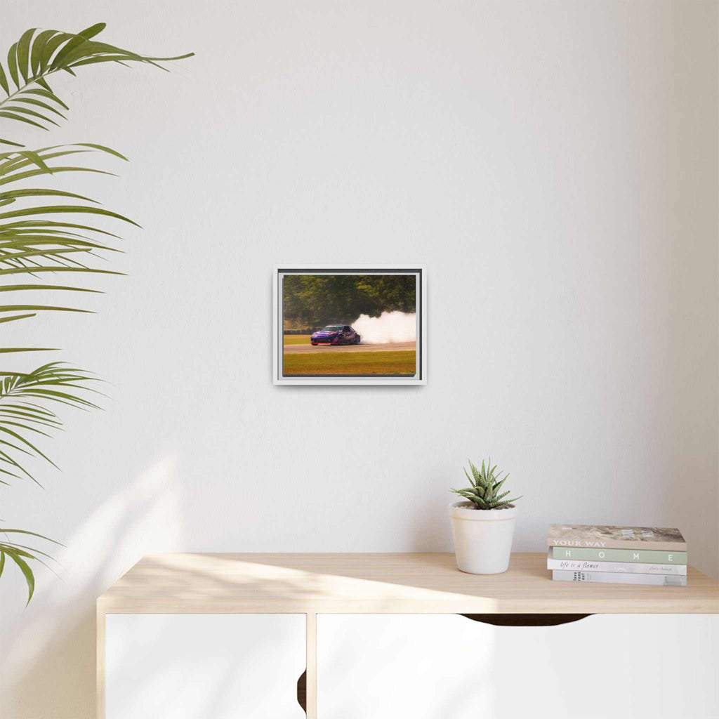 Purple Drift Car Framed Canvas Print