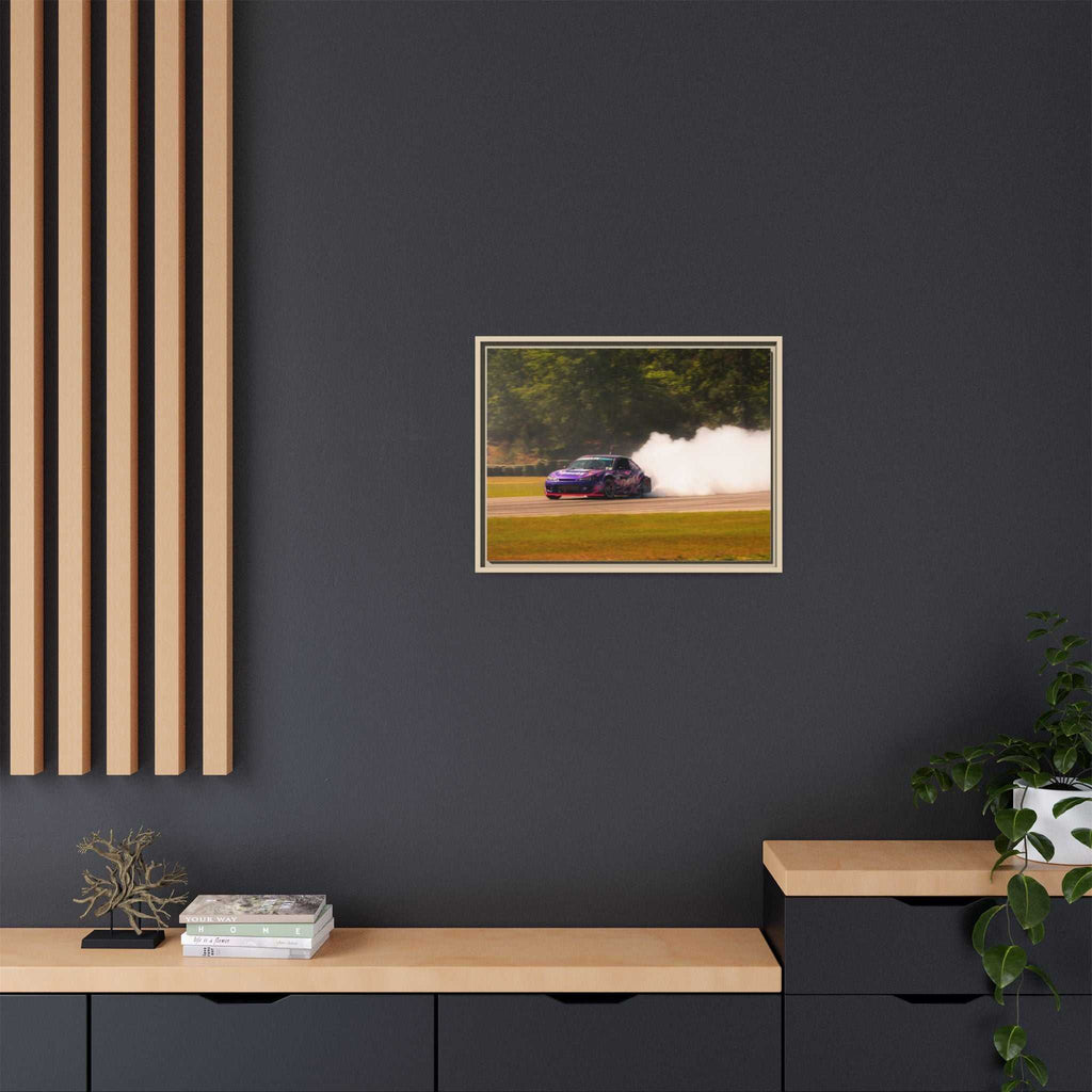 Purple Drift Car Framed Canvas Print