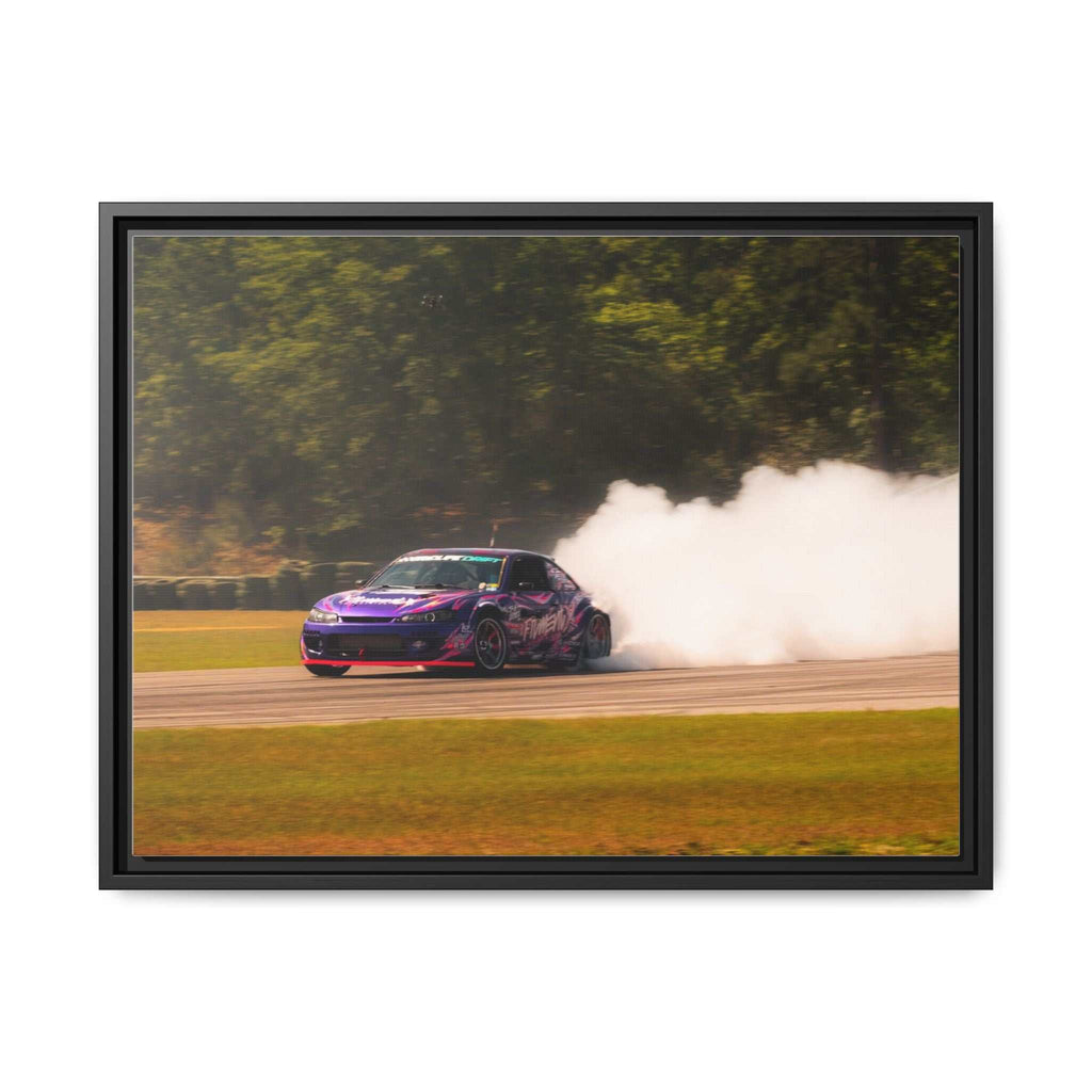 Purple Drift Car Framed Canvas Print