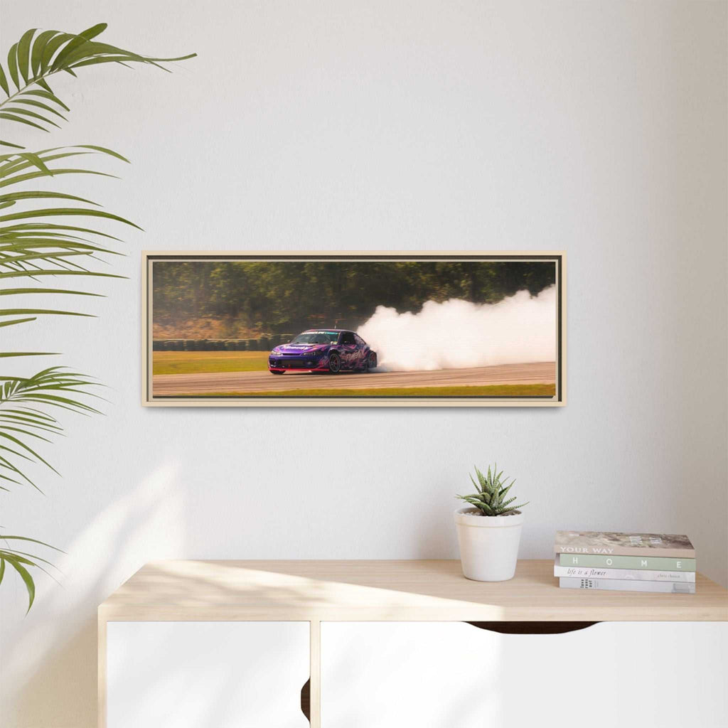 Purple Drift Car Framed Canvas Print