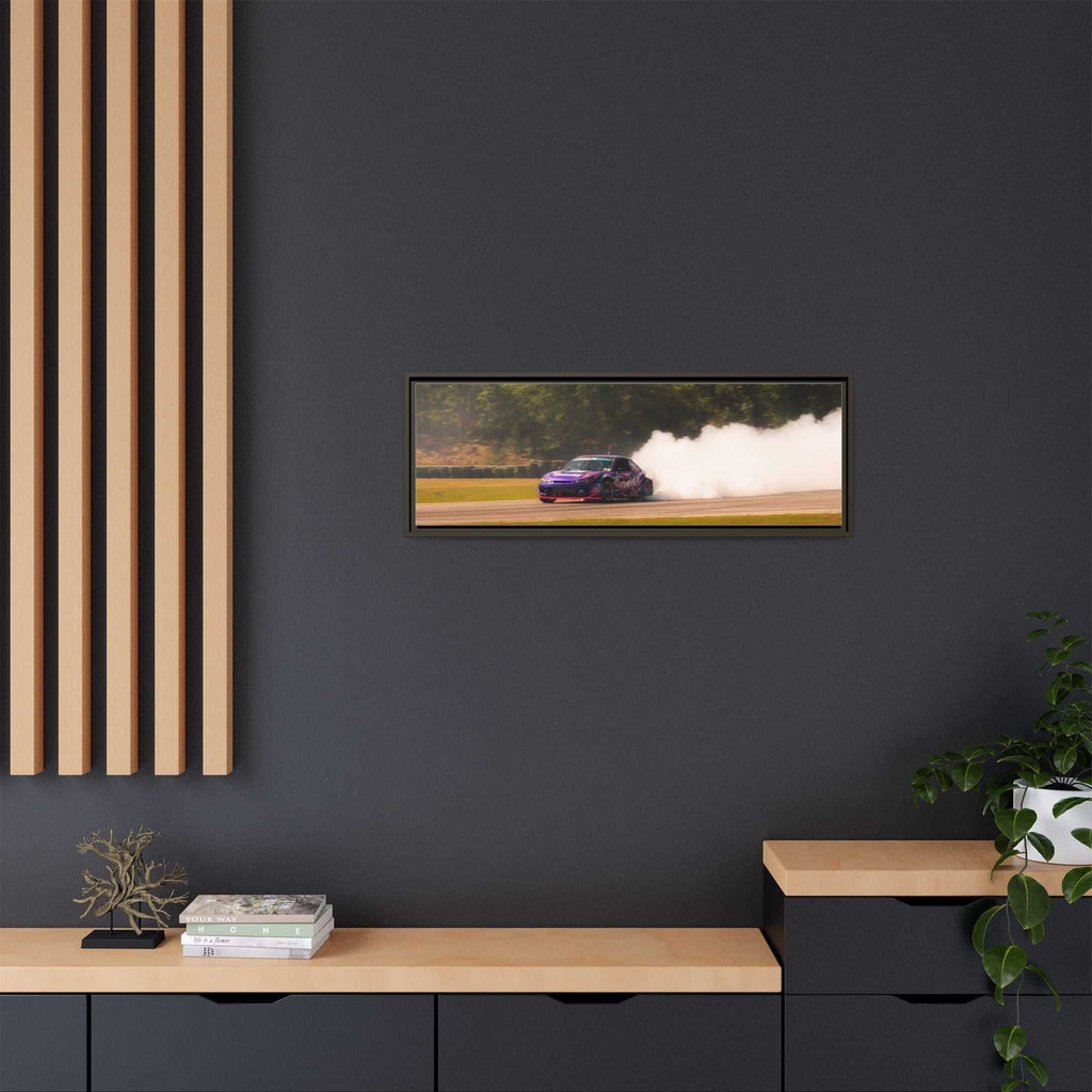 Purple Drift Car Framed Canvas Print