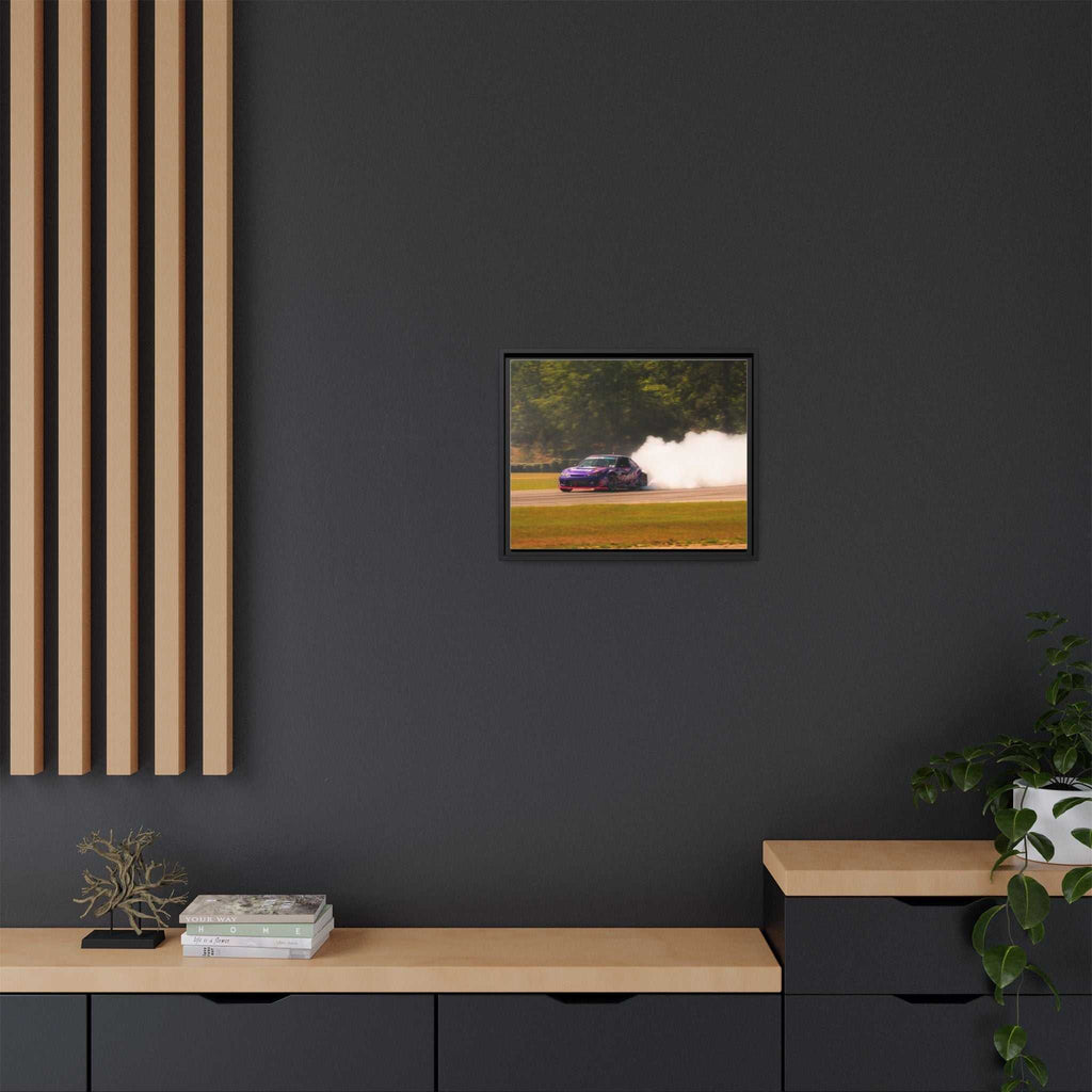 Purple Drift Car Framed Canvas Print