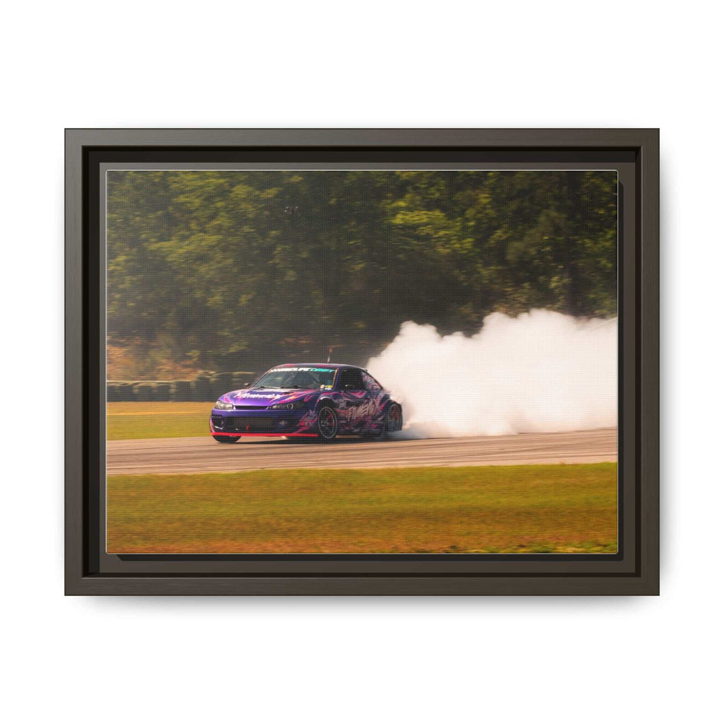 Purple Drift Car Framed Canvas Print