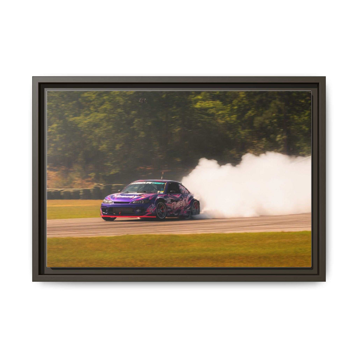 Purple Drift Car Framed Canvas Print