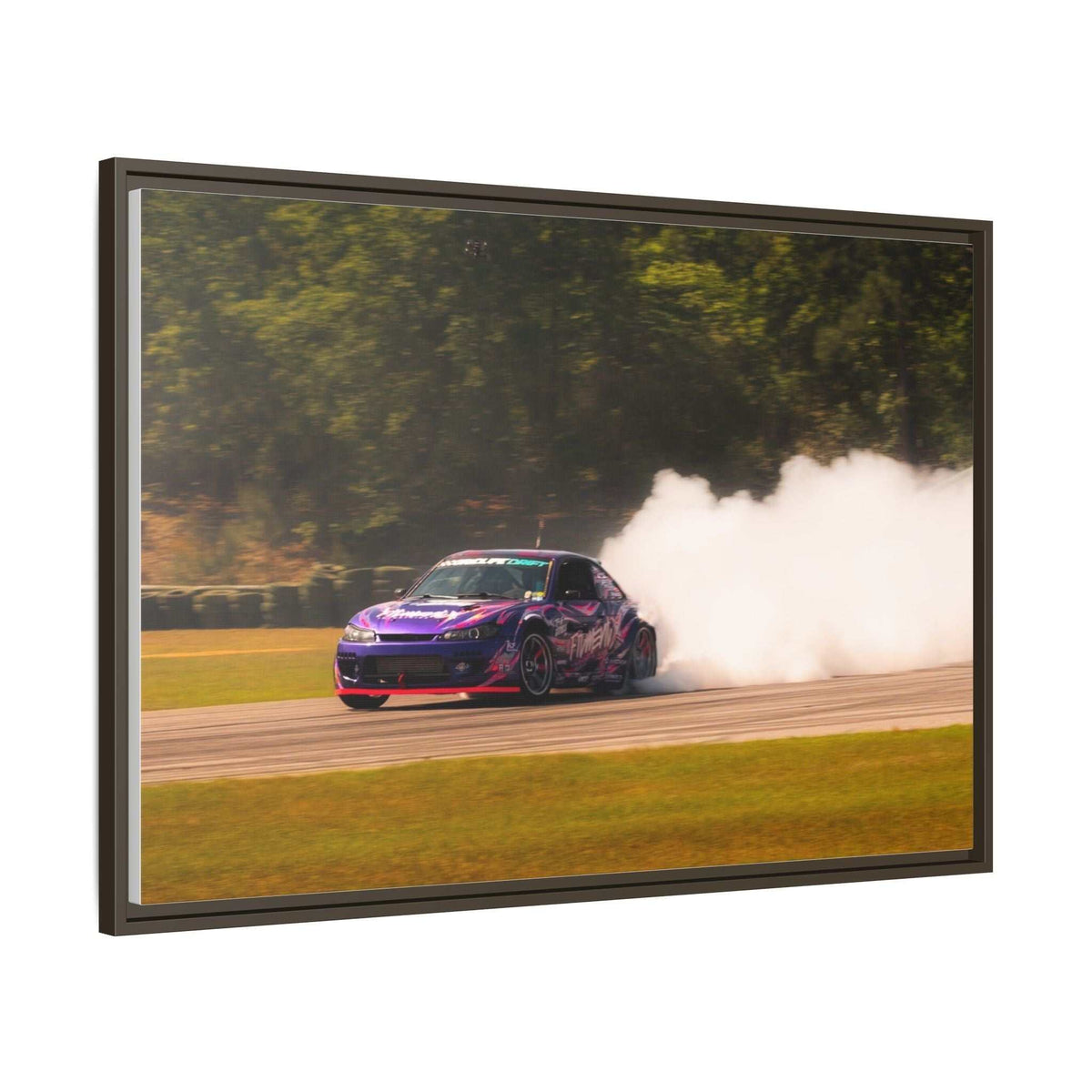 Purple Drift Car Framed Canvas Print