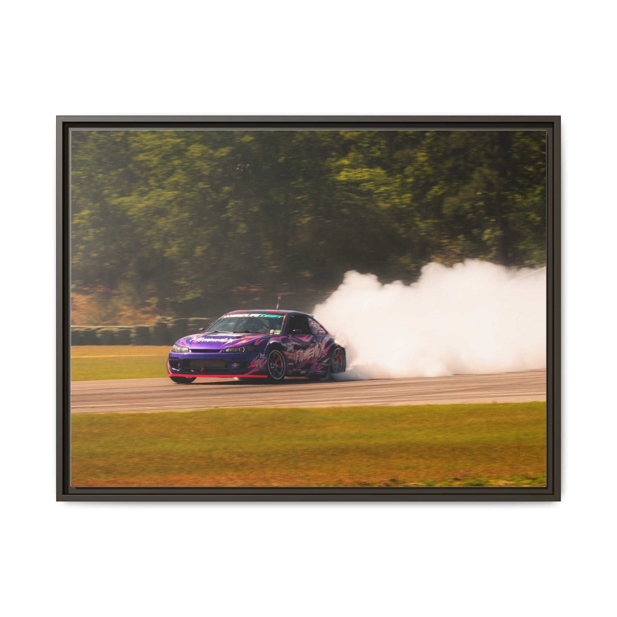 Purple Drift Car Framed Canvas Print
