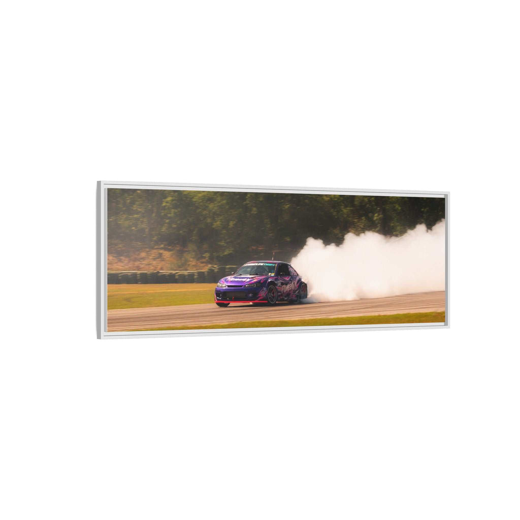 Purple Drift Car Framed Canvas Print