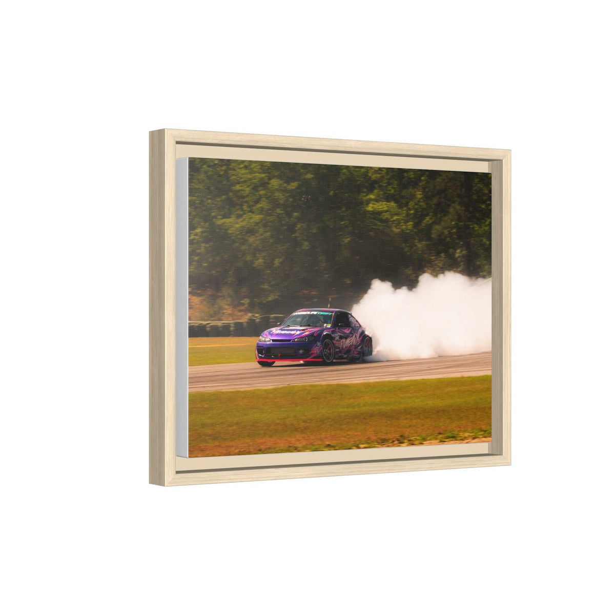 Purple Drift Car Framed Canvas Print