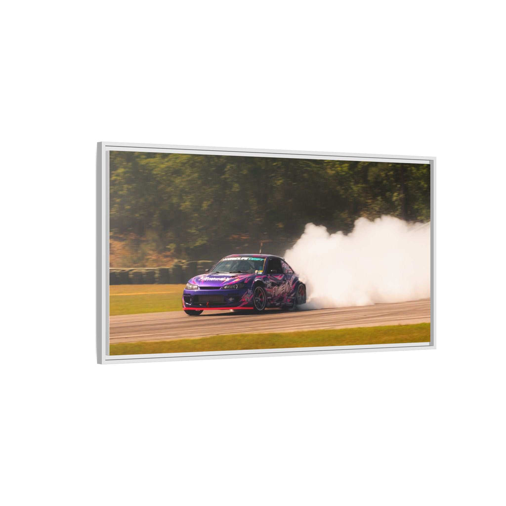 Purple Drift Car Framed Canvas Print