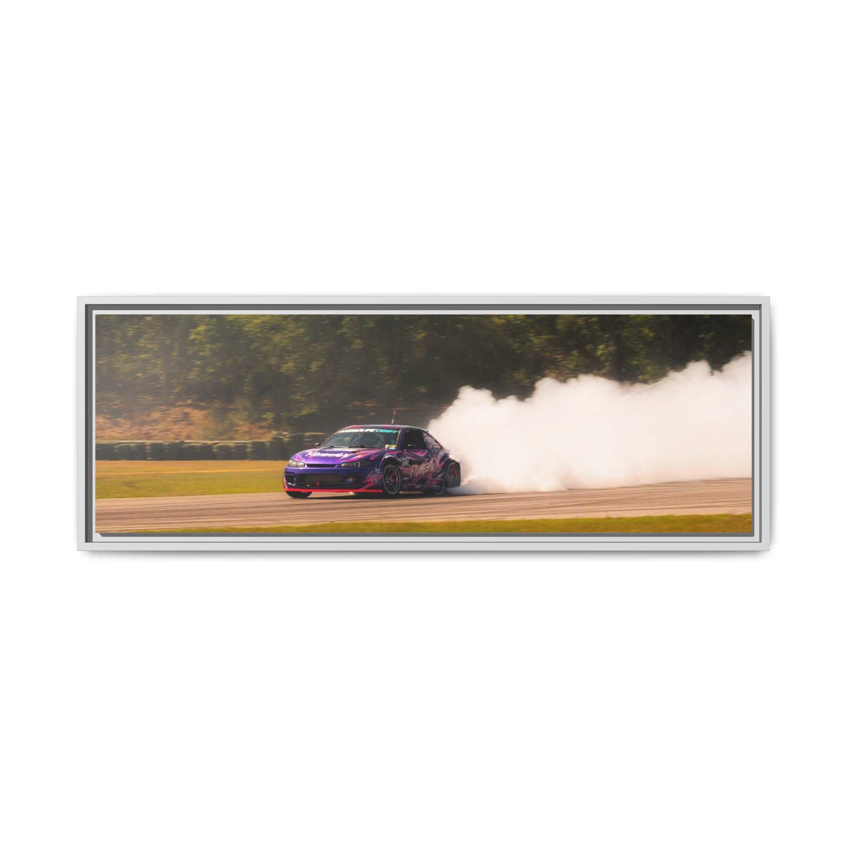 Purple Drift Car Framed Canvas Print