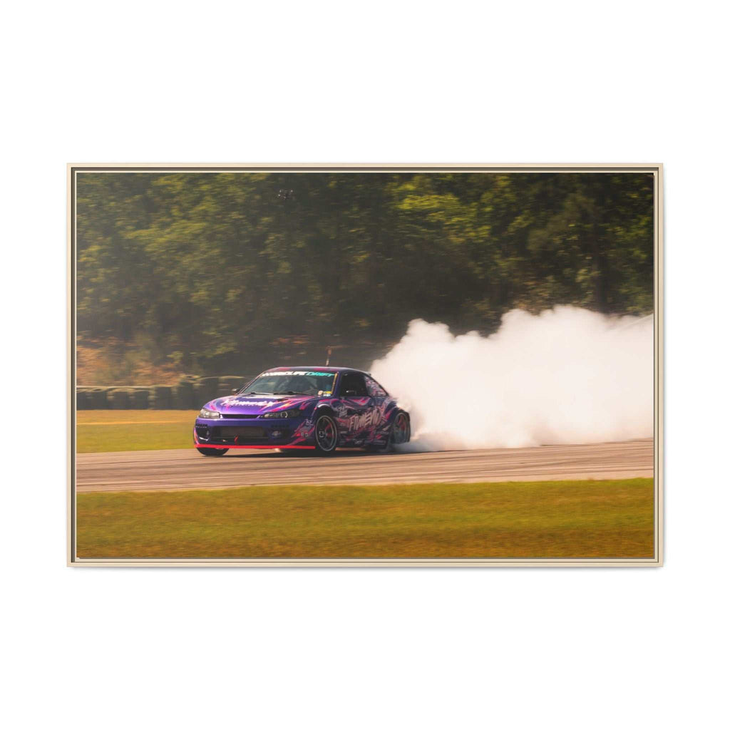Purple Drift Car Framed Canvas Print