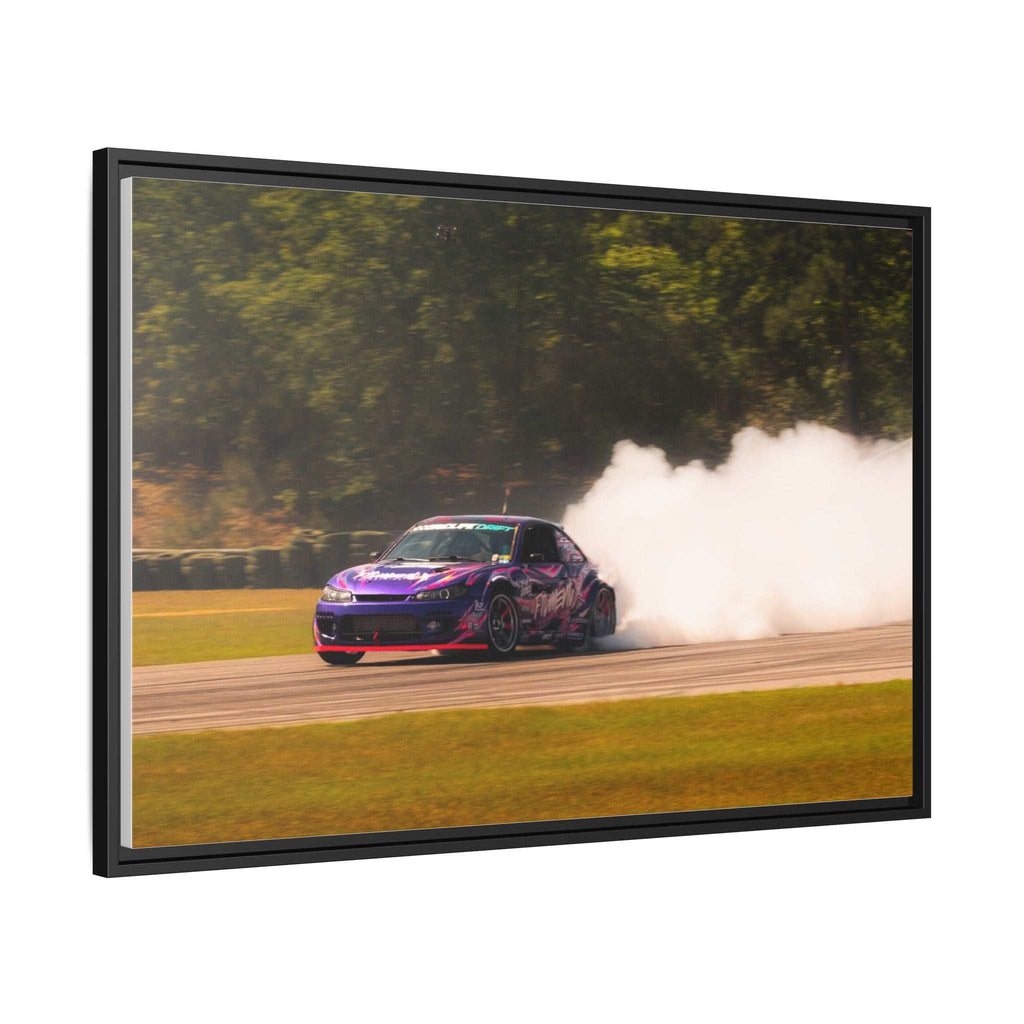 Purple Drift Car Framed Canvas Print