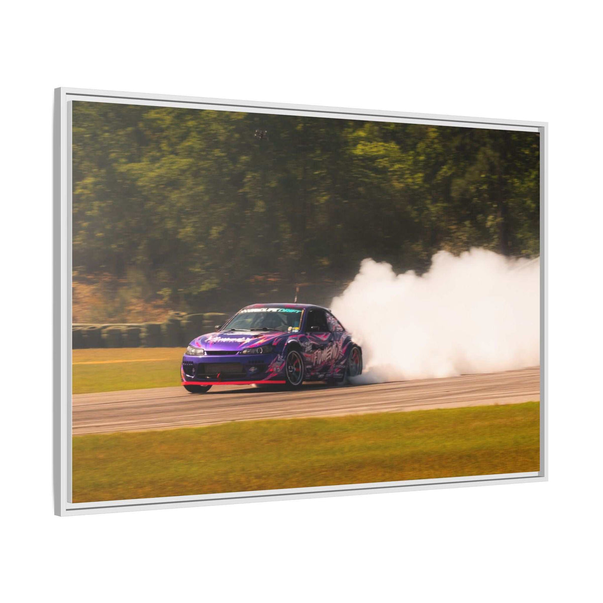 Purple Drift Car Framed Canvas Print