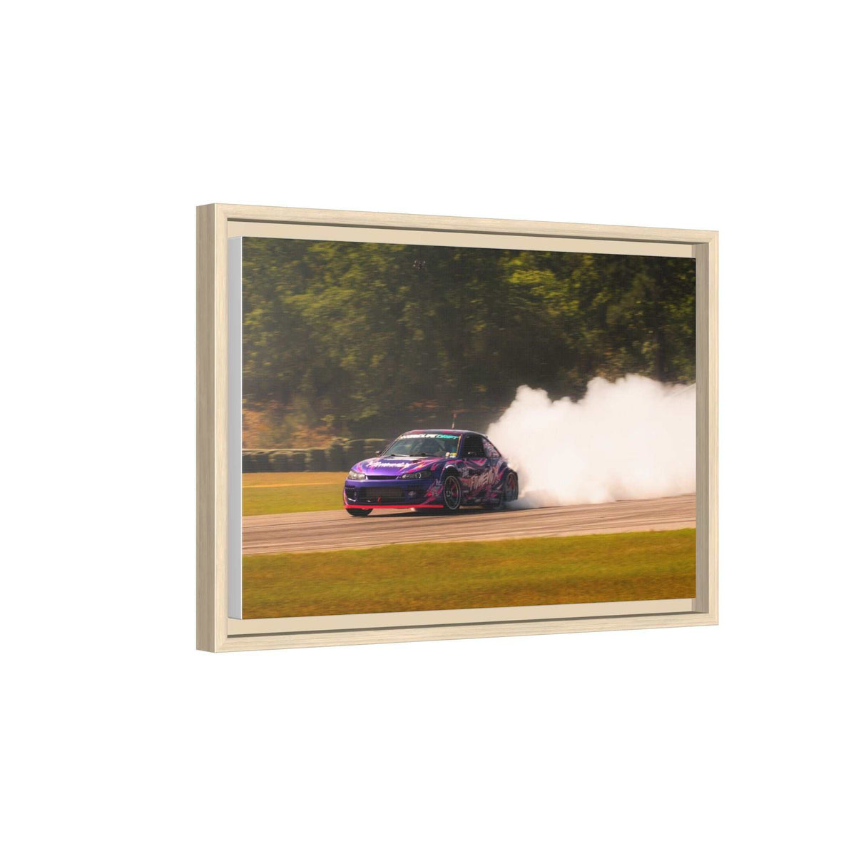 Purple Drift Car Framed Canvas Print