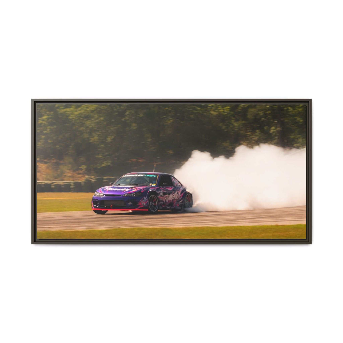 Purple Drift Car Framed Canvas Print