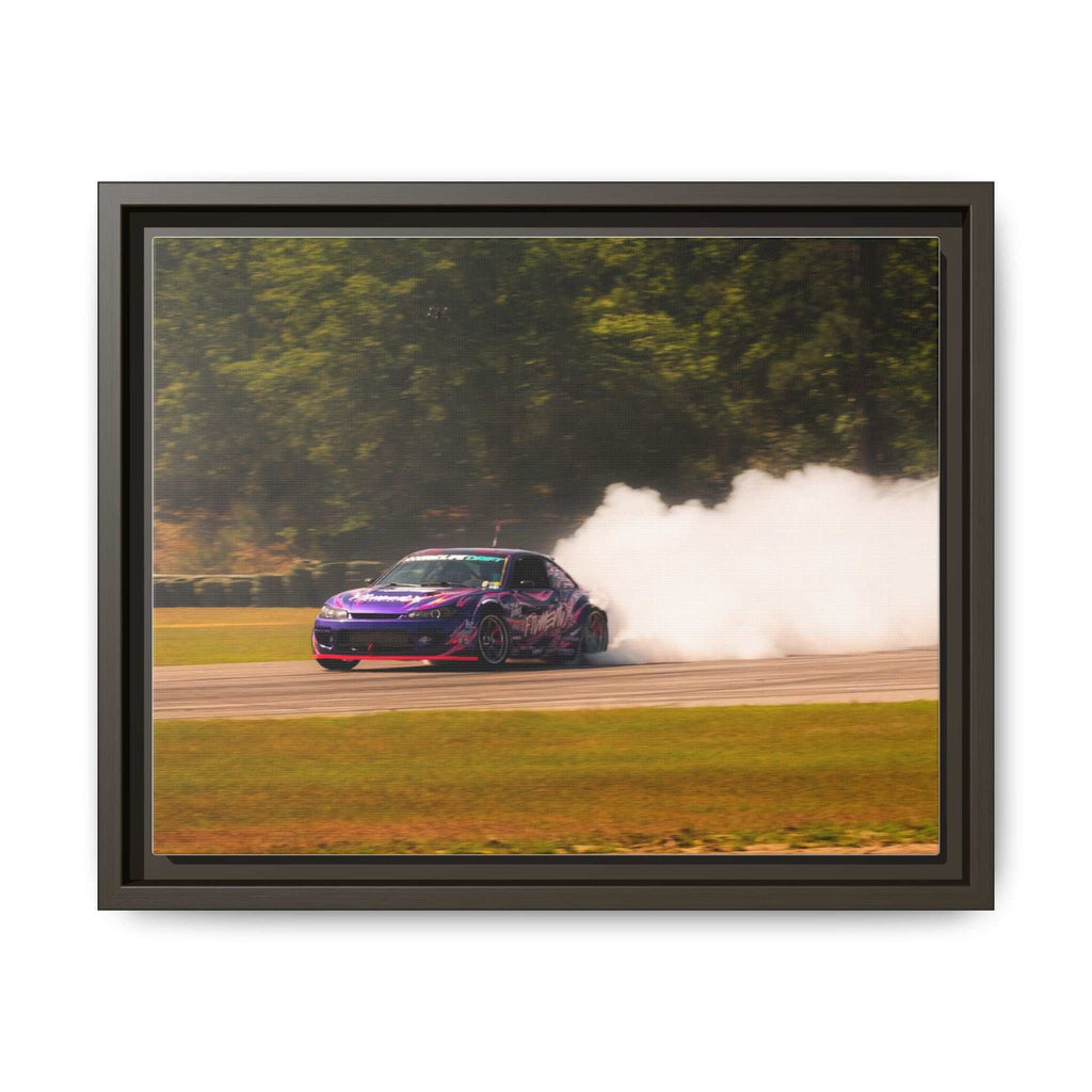 Purple Drift Car Framed Canvas Print