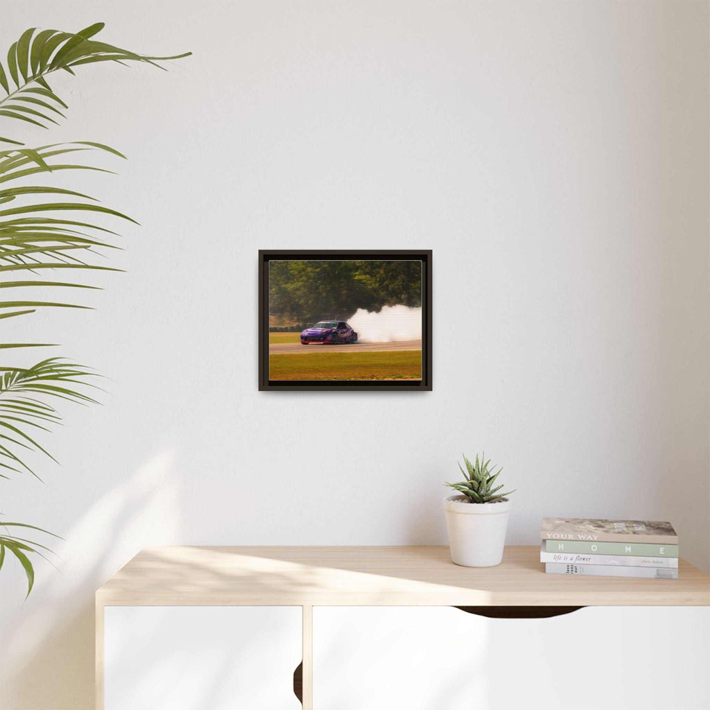 Purple Drift Car Framed Canvas Print