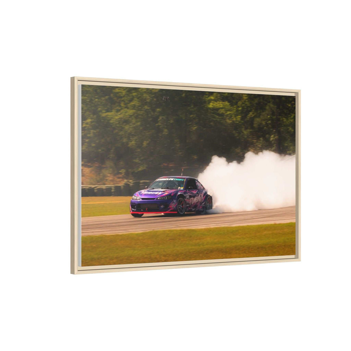 Purple Drift Car Framed Canvas Print