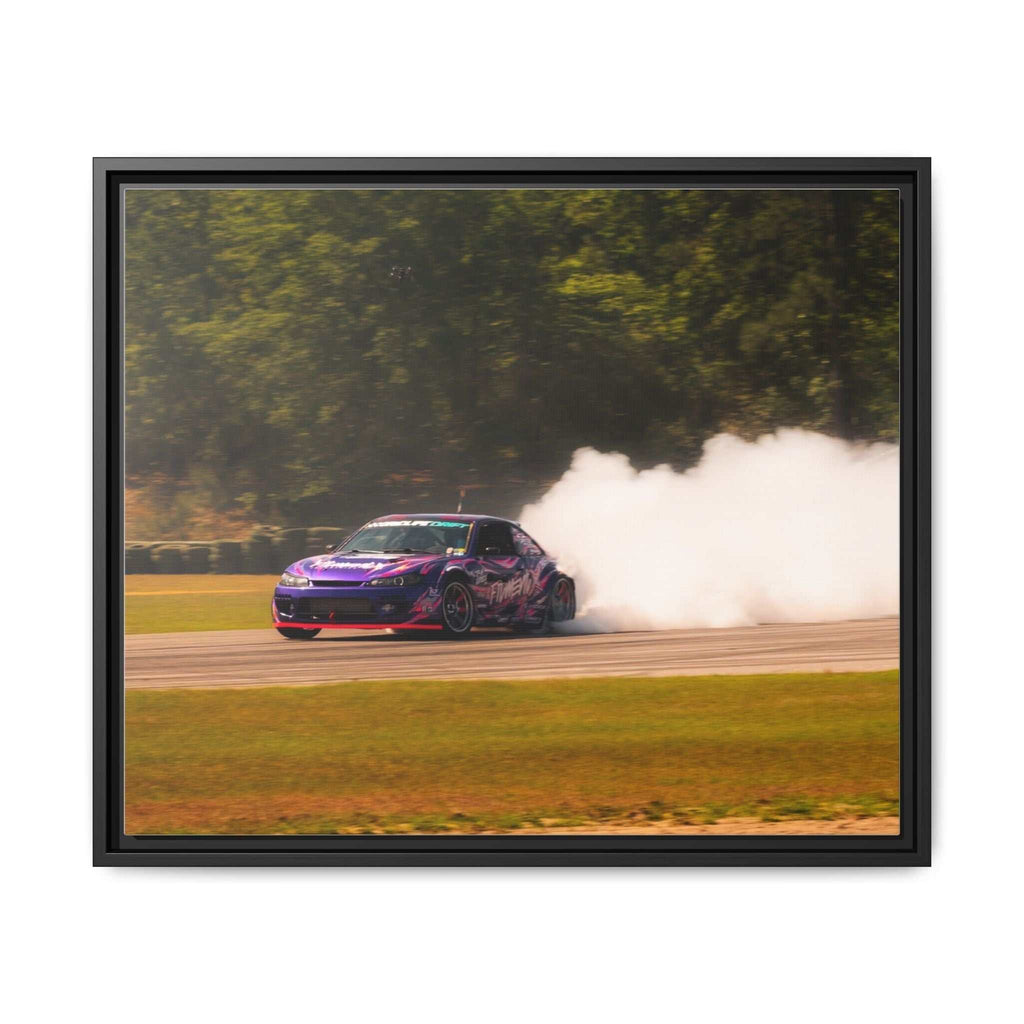 Purple Drift Car Framed Canvas Print