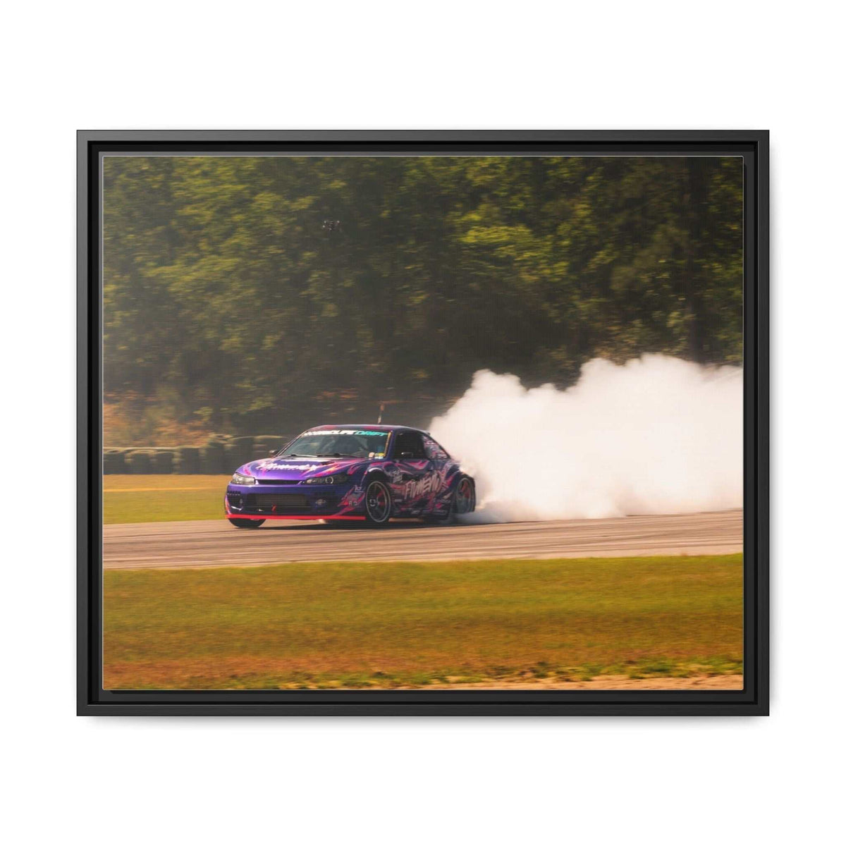 Purple Drift Car Framed Canvas Print