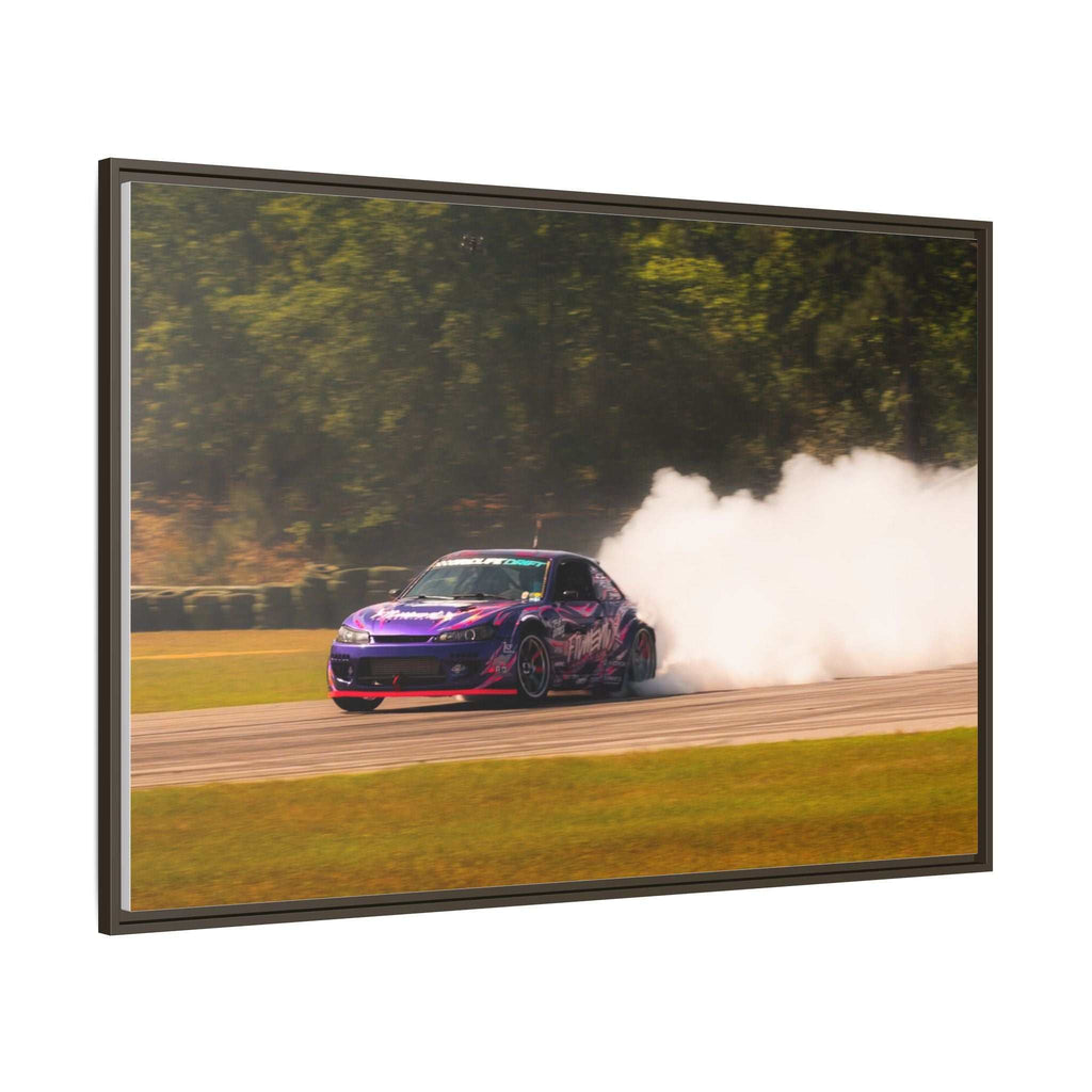 Purple Drift Car Framed Canvas Print