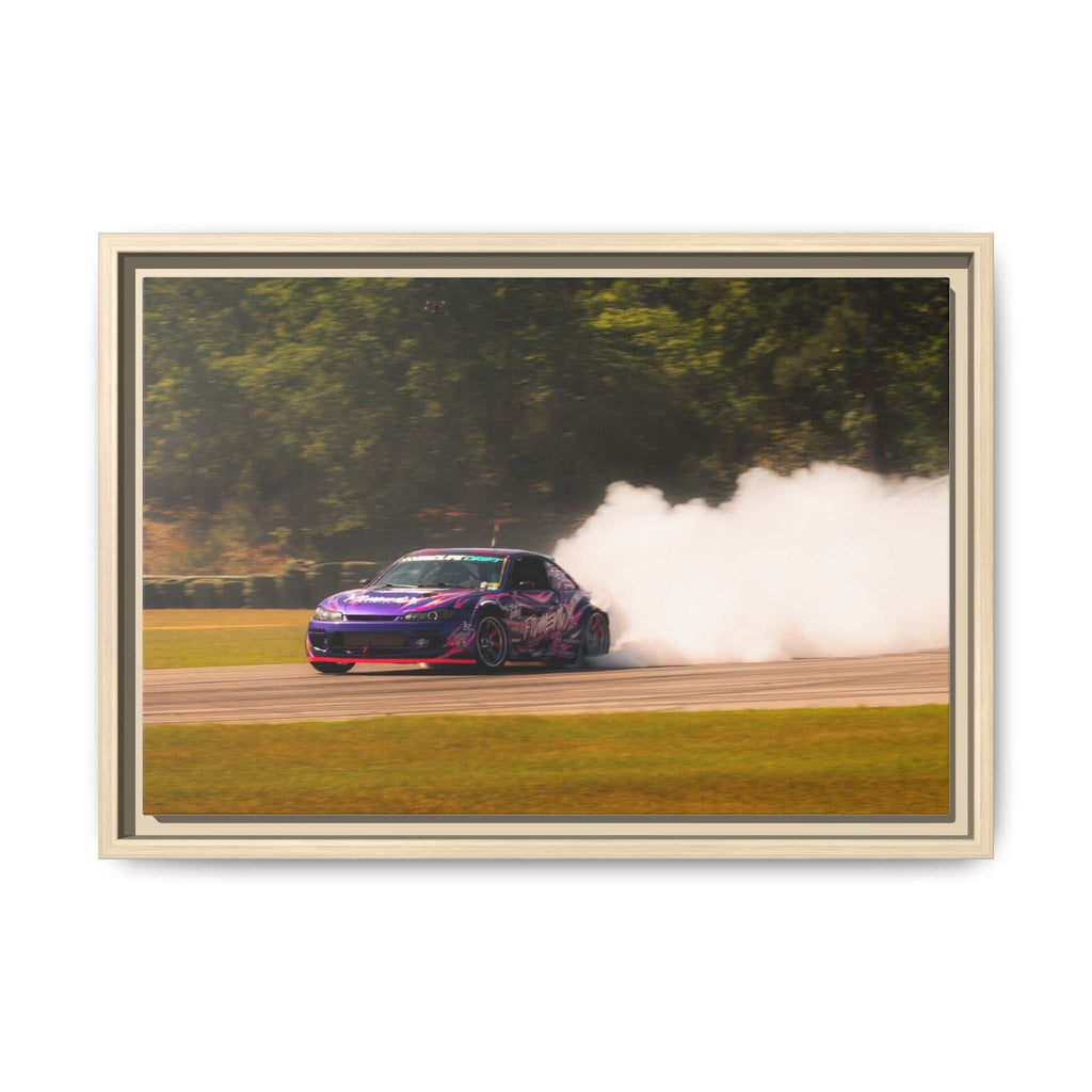 Purple Drift Car Framed Canvas Print