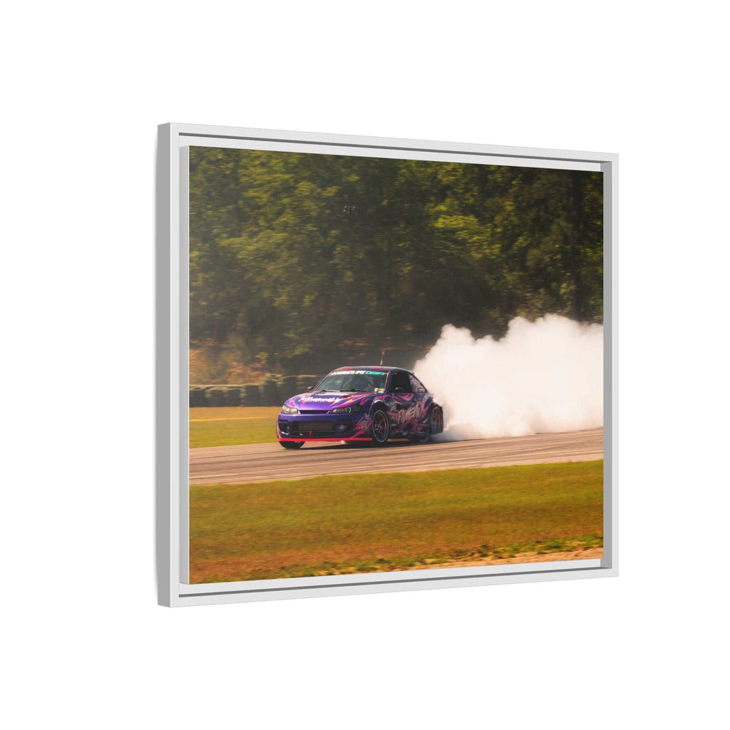 Purple Drift Car Framed Canvas Print