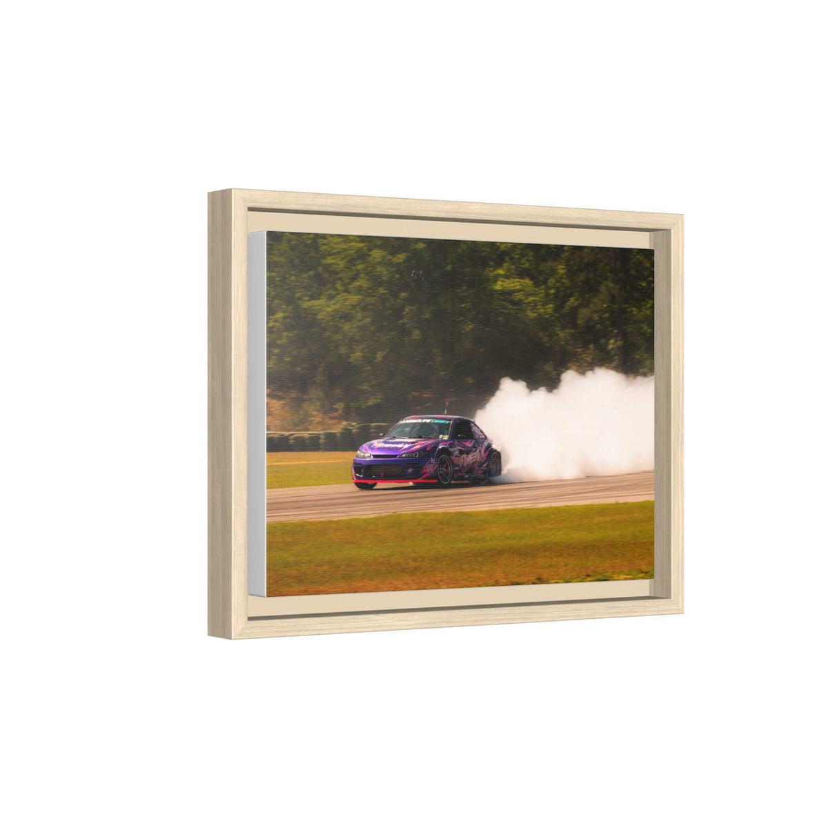 Purple Drift Car Framed Canvas Print